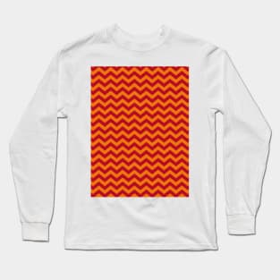 Red and Orange Chevron Zigzag Pattern Long Sleeve T-Shirt